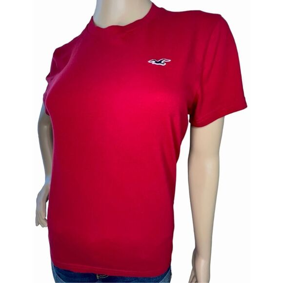 Hollister Basic Plain Red Crewneck Short Sleeve T-Shirt - Picture 1 of 4